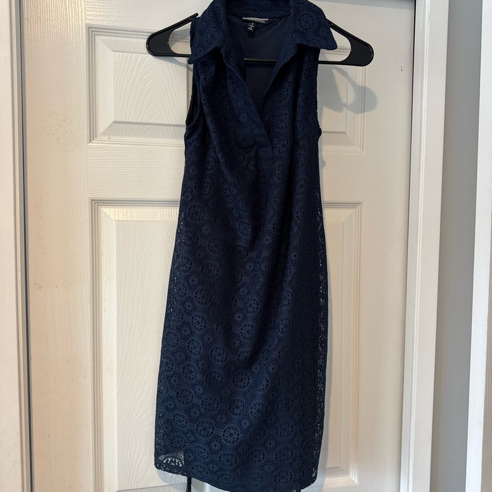 Allison Brittney Black Sleeveless Polo Collar Sheath Dress